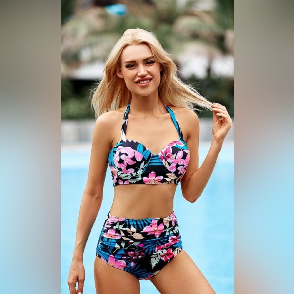 Floral Halter Bikini Set
